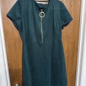 Calvin Klein Teal Dress with Gold Ring Detail